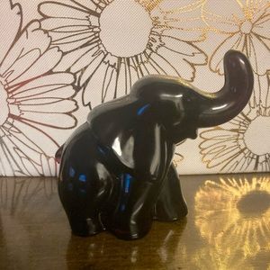 Murano glass elephant figurine and silver/steel elephant figuirine